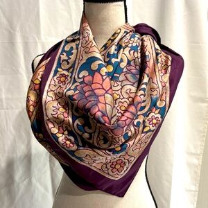 Vintage Ray Strauss scarf plum/purple/pink/blue/tan